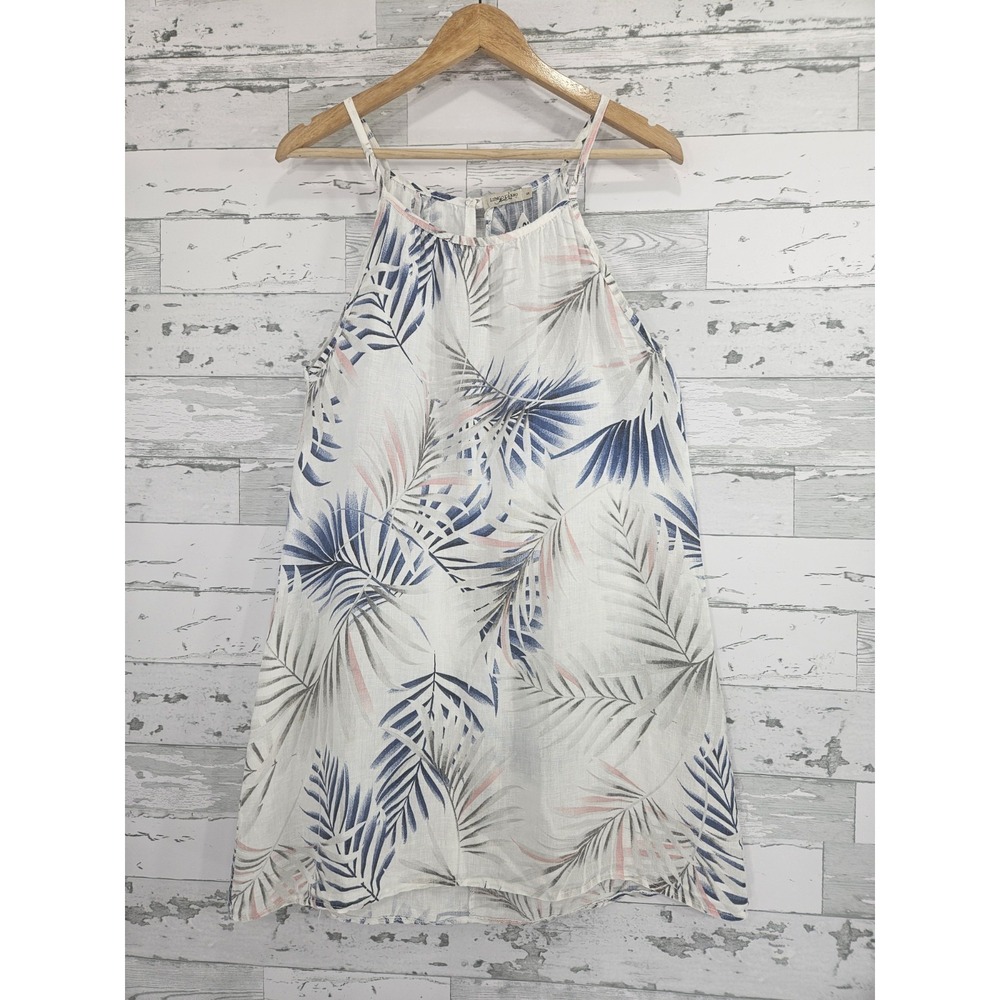 Lungo Larno Women S Made in Italy A Line Linen Mini Dress Tropical Print